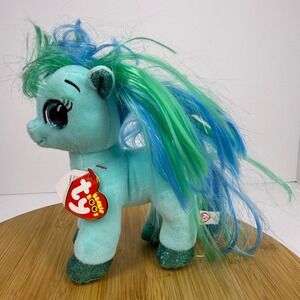 Ty Beanie Boo Topaz Plush Unicorn Horse Glitter Eyes Sparkle Mane Blue‎ Green
